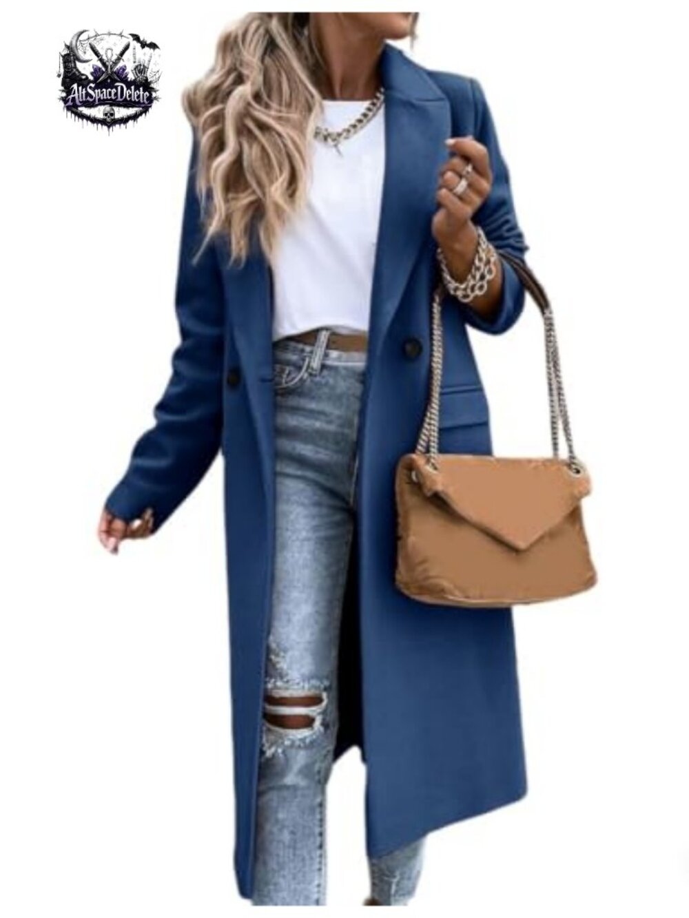 Womens Long Wool Blend Peacoat Notch Lapel Button Front Winter Coat